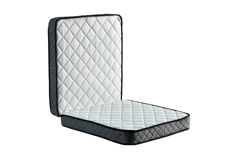 Hopfällbar Madrass 90x200 cm, Vit/Mörkgrå