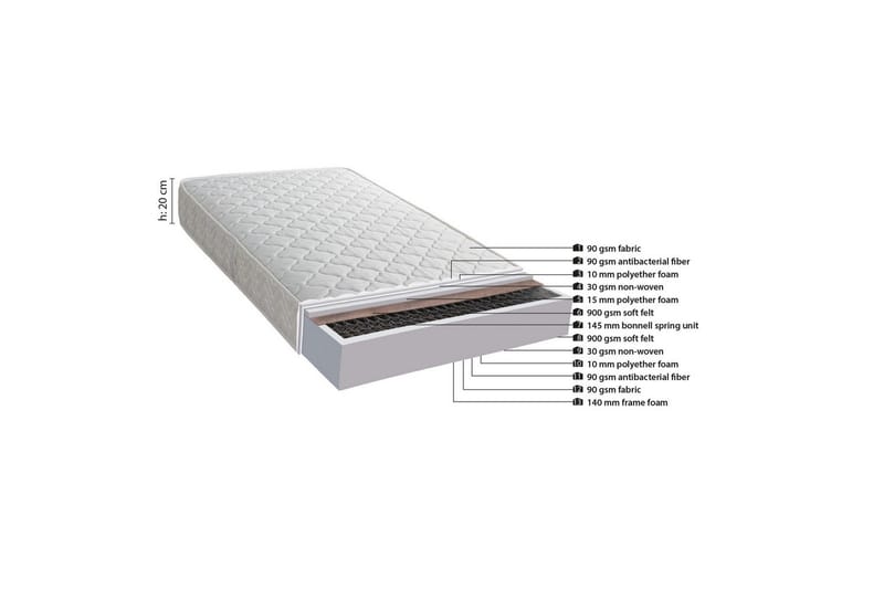 Madrass Queliorhaven Bonel Vit - Vit - Möbler - Sovrum - Madrasser - Resårmadrass & resårbotten