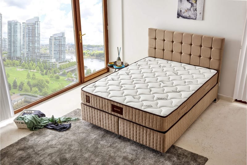 Resårmadrass 200x200 cm - Vit/Beige - Möbler - Sovrum - Madrasser - Resårmadrass & resårbotten