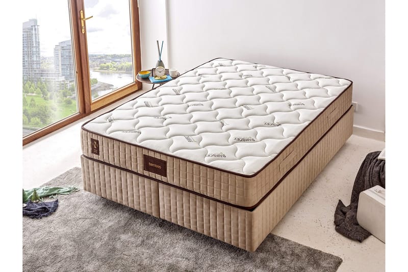Resårmadrass 200x200 cm - Vit/Beige - Möbler - Sovrum - Madrasser - Resårmadrass & resårbotten