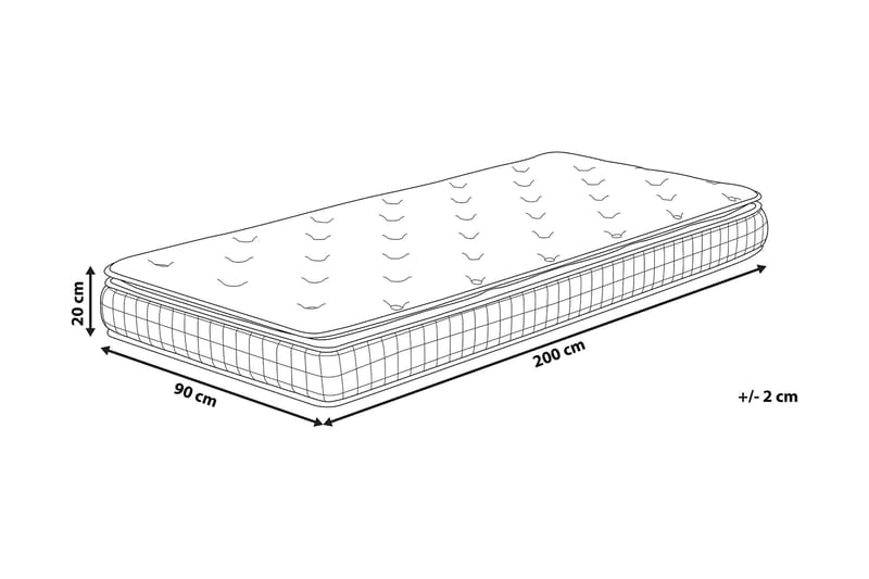 CHAMAGNE Resårmadrass 90x200 cm Fast Memoryskum Vit - Vit - Möbler - Sovrum - Madrasser - Resårmadrass & resårbotten