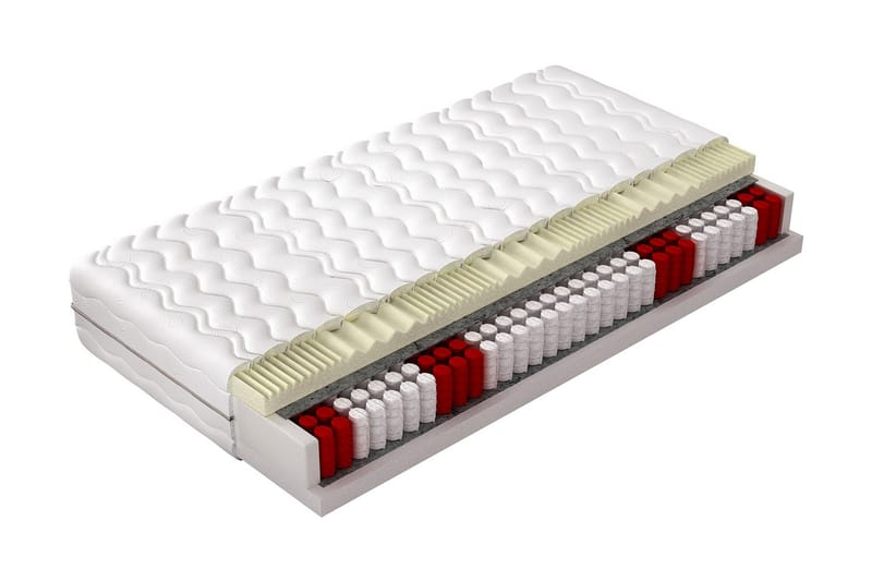 MEMORY Comfort Madrass 200x180x20 cm - Röd/Vit - Möbler - Sovrum - Madrasser - Resårmadrass & resårbotten