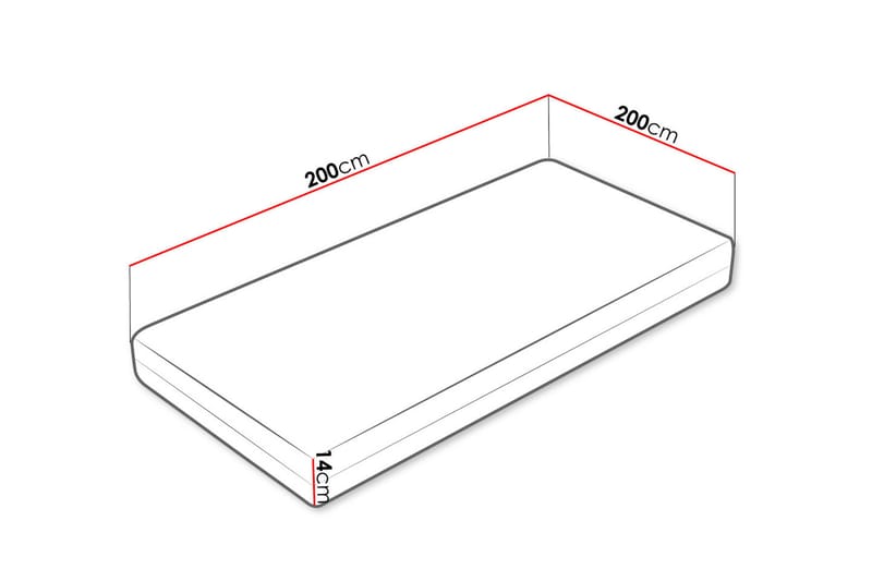 PROFI Madrass 200x200x14 cm - Flerfärgad - Möbler - Sovrum - Madrasser - Resårmadrass & resårbotten