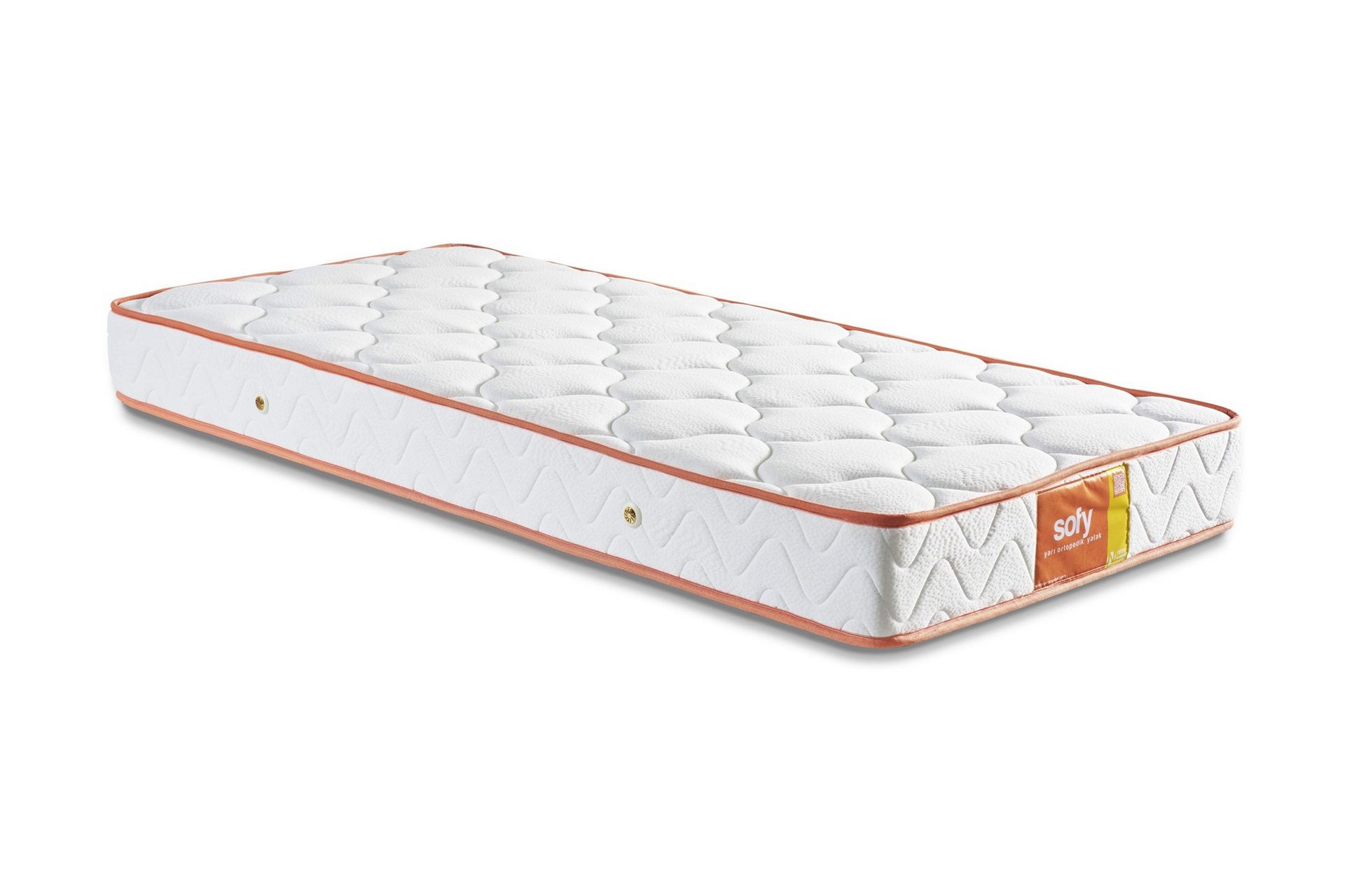 RESÅRMADRASS 100x200 cm Vit/Orange - Vit/Orange - Möbler - Sovrum - Madrasser - Resårmadrass & resårbotten