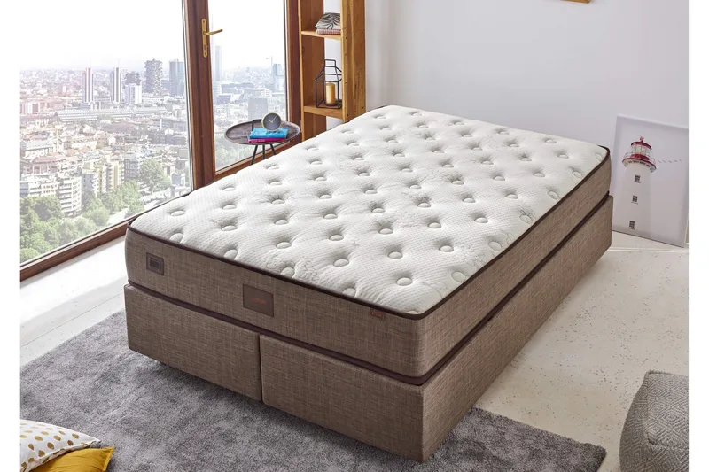 Resårmadrass 140x190 cm, Vit/Beige