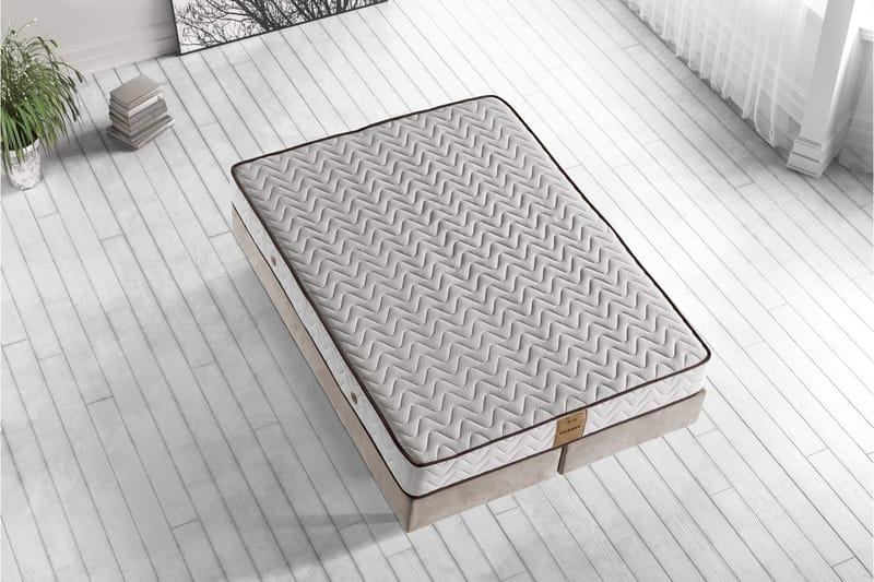 RESÅRMADRASS 140x190 cm Vit/Brun - Vit/Brun - Möbler - Sovrum - Madrasser - Resårmadrass & resårbotten