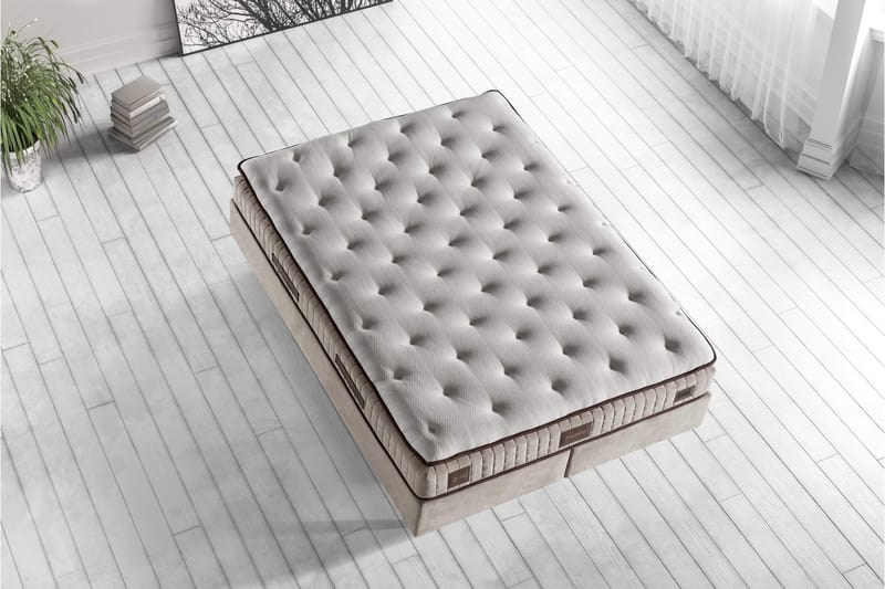 RESÅRMADRASS 140x190 cm Vit/Brun - Vit/Brun - Möbler - Sovrum - Madrasser - Resårmadrass & resårbotten