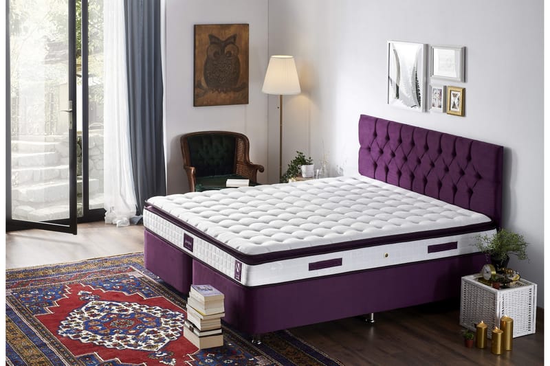 RESÅRMADRASS 150x200 cm Vit/Lila - Vit/Lila - Möbler - Sovrum - Madrasser - Resårmadrass & resårbotten