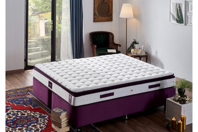 RESÅRMADRASS 150x200 cm Vit/Lila - Vit/Lila - Möbler - Sovrum - Madrasser - Resårmadrass & resårbotten