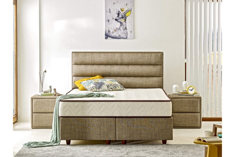 RESÅRMADRASS 160x200 cm Vit/Brun - Vit/Brun - Möbler - Sovrum - Madrasser - Resårmadrass & resårbotten