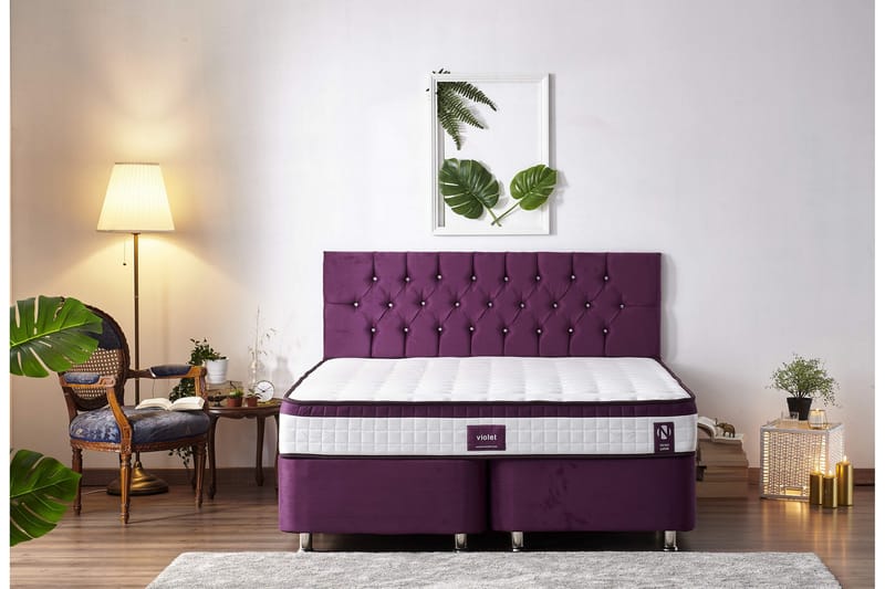 RESÅRMADRASS 160x200 cm Vit/Lila - Vit/Lila - Möbler - Sovrum - Madrasser - Resårmadrass & resårbotten
