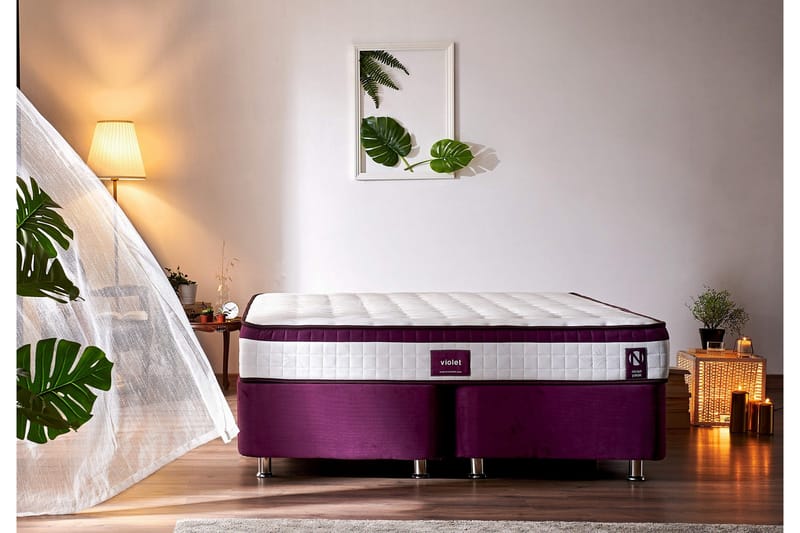 Resårmadrass 160x200 cm - Vit/Lila - Möbler - Sovrum - Madrasser - Resårmadrass & resårbotten