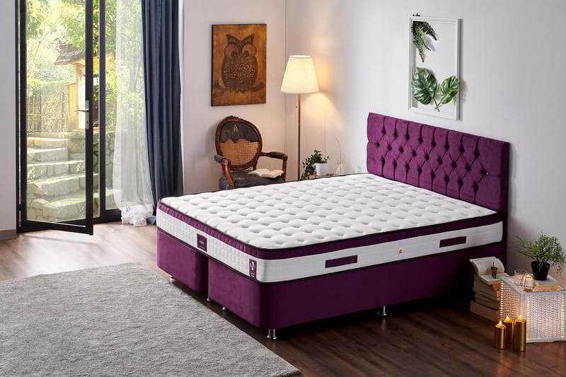 RESÅRMADRASS 180x200 cm Vit/Lila - Vit/Lila - Möbler - Sovrum - Madrasser - Resårmadrass & resårbotten