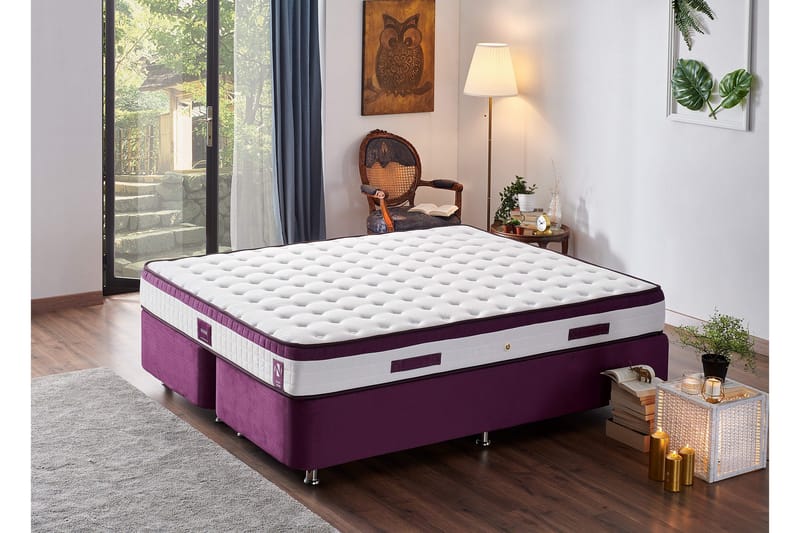 Resårmadrass 180x200 cm - Vit/Lila - Möbler - Sovrum - Madrasser - Resårmadrass & resårbotten