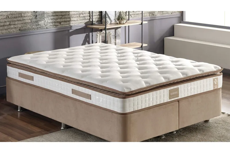 Resårmadrass 200x200 cm - Vit/Brun - Möbler - Sovrum - Madrasser - Resårmadrass & resårbotten