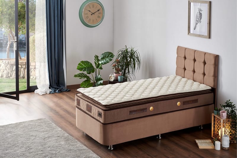 Resårmadrass 90x190 cm - Vit/Brun - Möbler - Sovrum - Madrasser - Resårmadrass & resårbotten