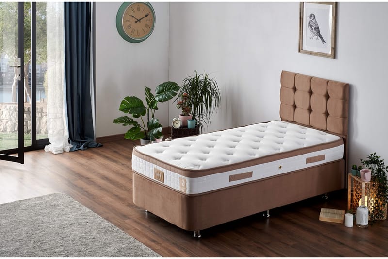 RESÅRMADRASS 90x200 cm Vit/Brun - Vit/Brun - Möbler - Sovrum - Madrasser - Resårmadrass & resårbotten