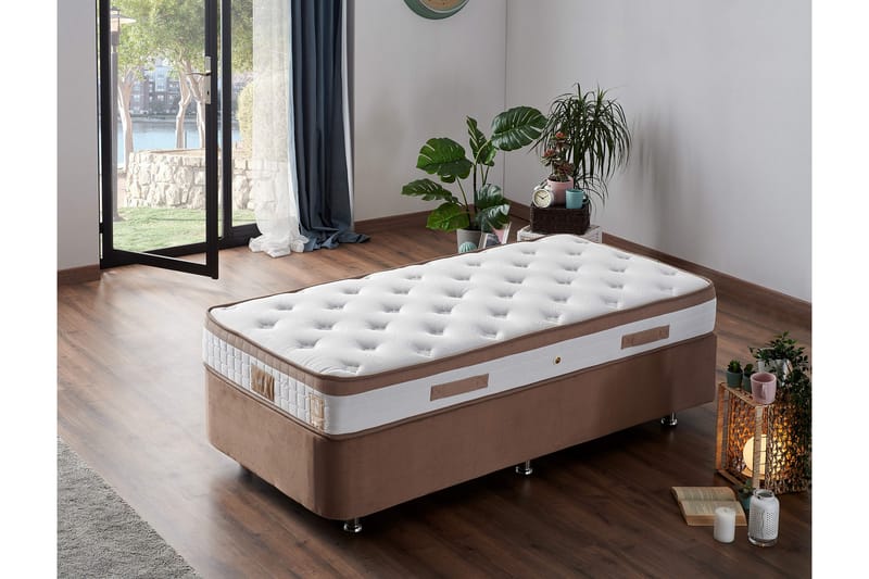 RESÅRMADRASS 90x200 cm Vit/Brun - Vit/Brun - Möbler - Sovrum - Madrasser - Resårmadrass & resårbotten