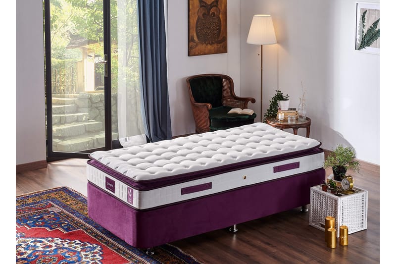 RESÅRMADRASS 90x200 cm Vit/Lila - Vit/Lila - Möbler - Sovrum - Madrasser - Resårmadrass & resårbotten