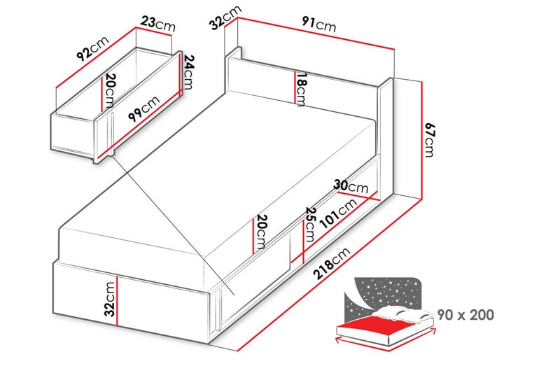 Metropolitan Sängram 90x200 cm - Brun - Möbler - Sovrum - Sängram & sängstomme