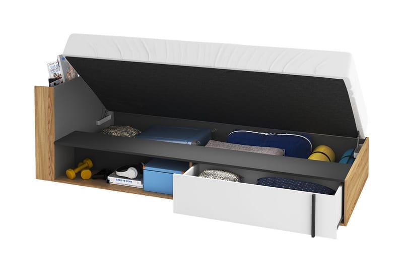 Metropolitan Sängram 90x200 cm - Brun/Vit/Ljusgrå/Svart - Möbler - Sovrum - Sängram & sängstomme