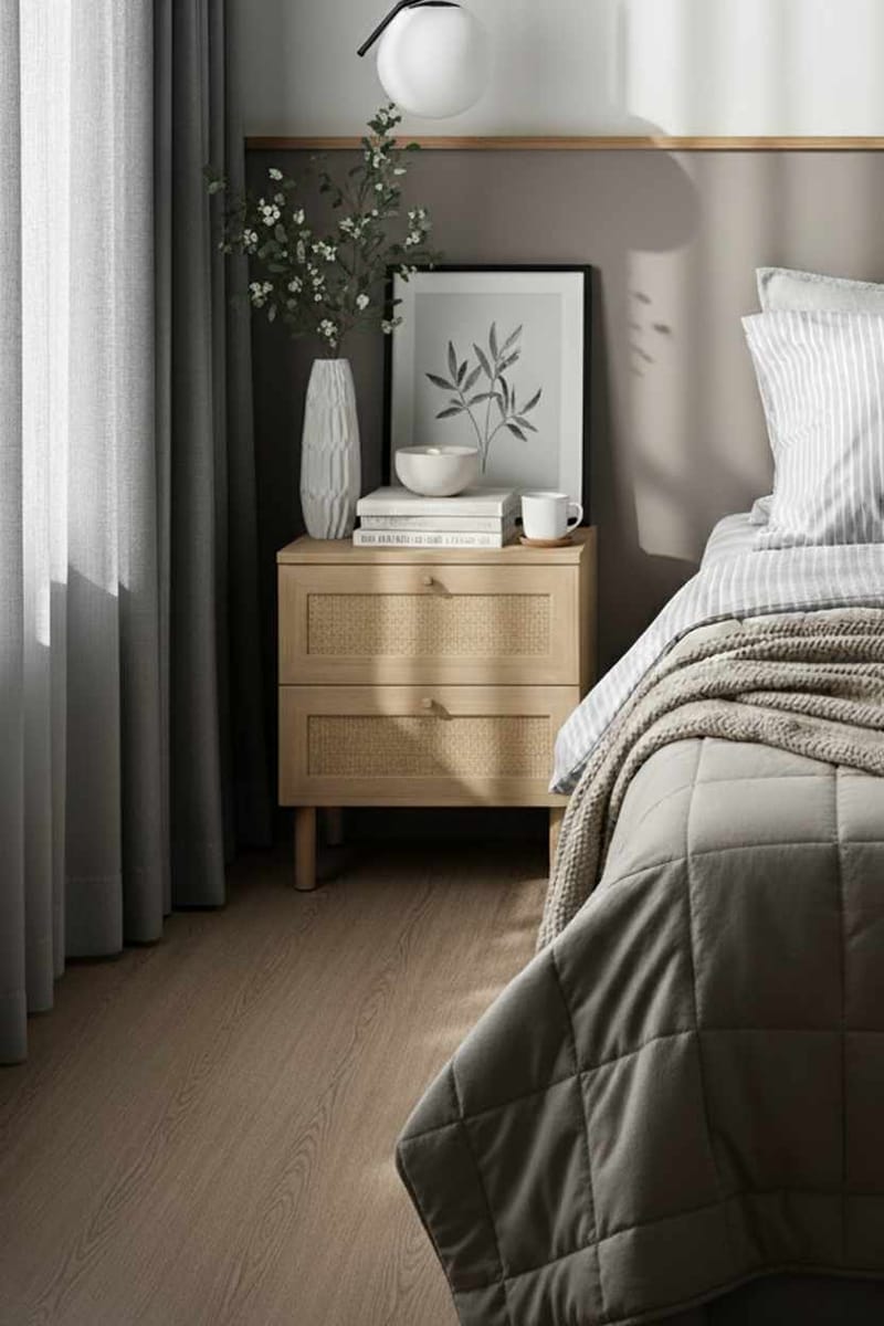 Meyloren Sängbord Rotting 50 cm med 2 Lådor - Beige - Möbler - Sovrum - Sängbord