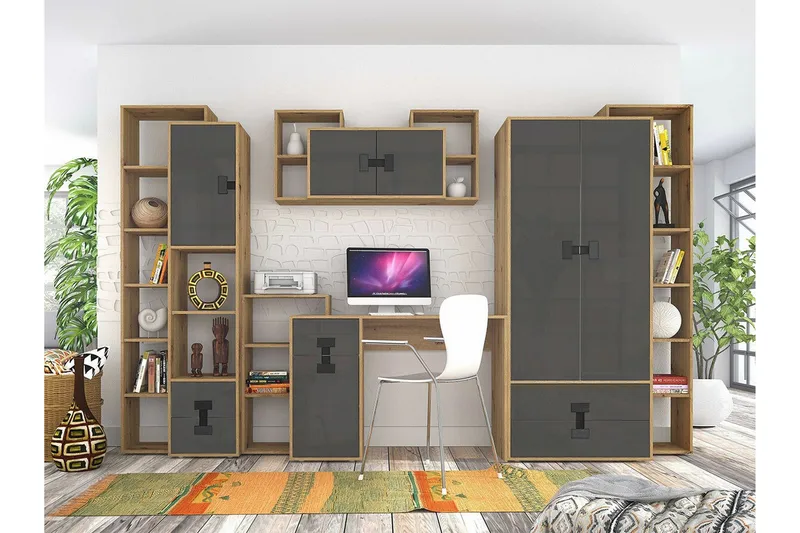 Castlebay Möbelset För Sovrum Grey High Gloss - Möbler - Sovrum - Möbelset för sovrum