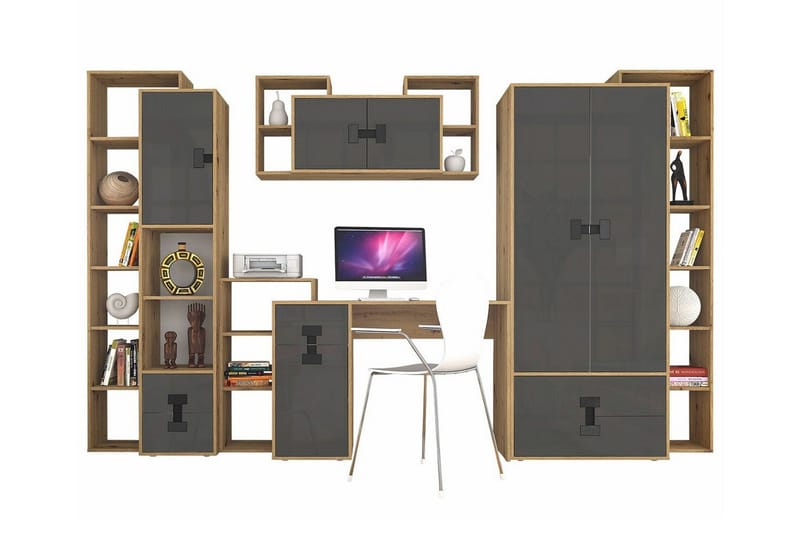 Castlebay Möbelset För Sovrum Grey High Gloss