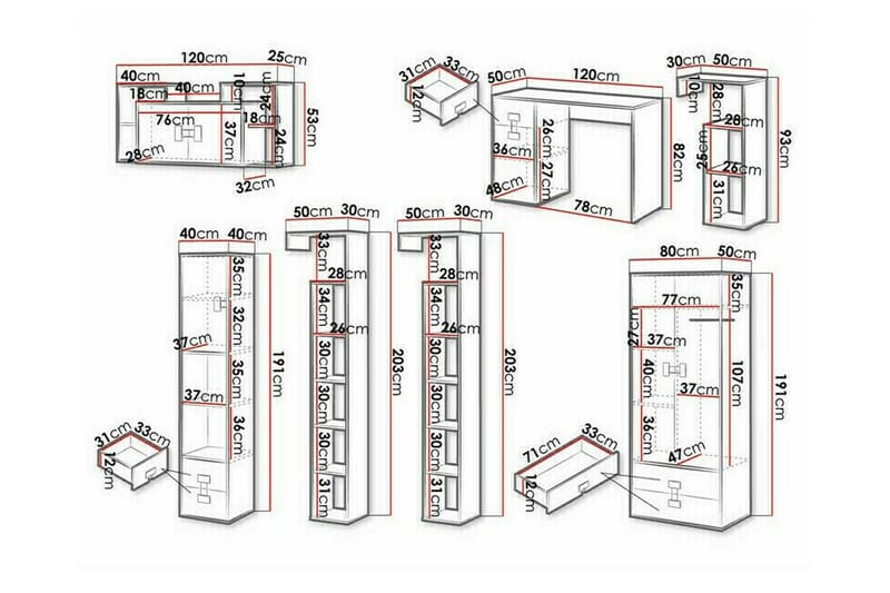 Castlebay Möbelset För Sovrum Grey High Gloss - Möbler - Sovrum - Möbelset för sovrum