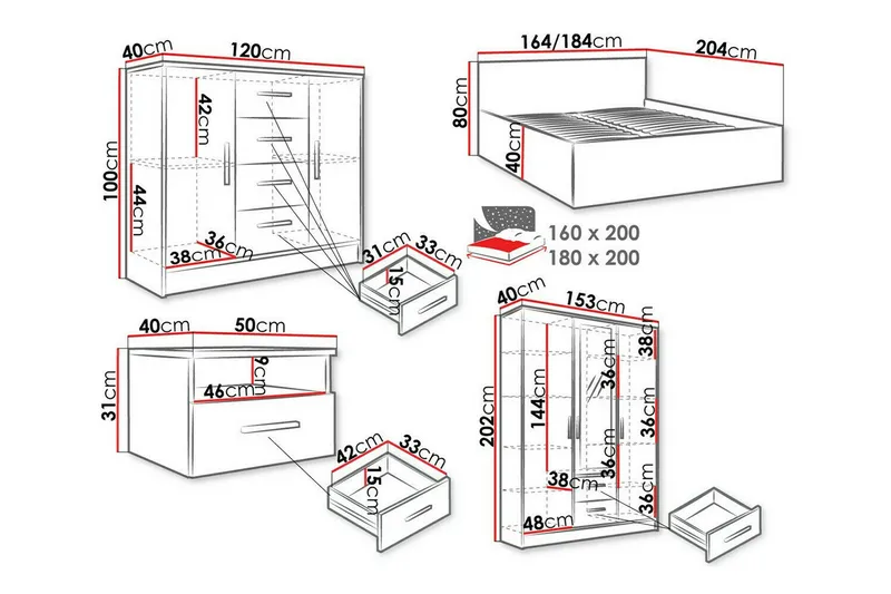 Kintore Möbelset För Sovrum - Vit - Möbler - Sovrum - Möbelset för sovrum