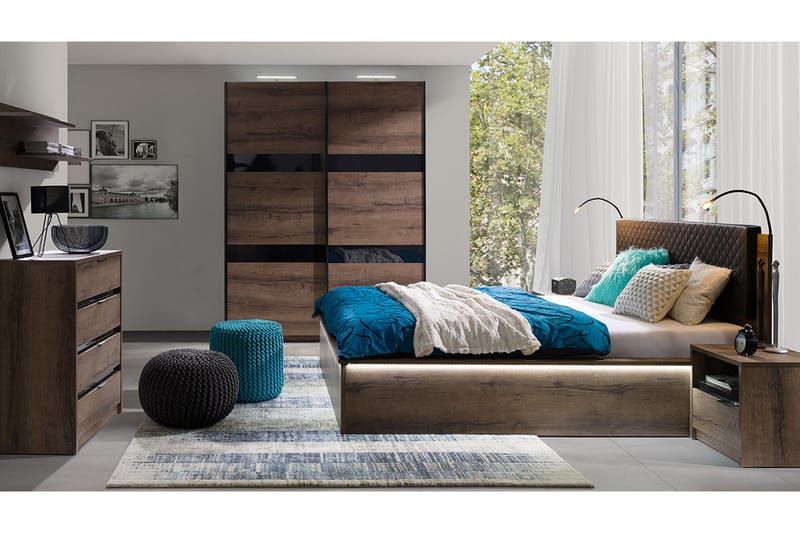 RARICK Sovrumsset - Ek|Svart - Möbelset för sovrum