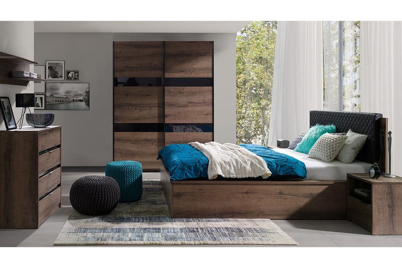 RARICK Sovrumsset - Ek|Svart - Möbelset för sovrum