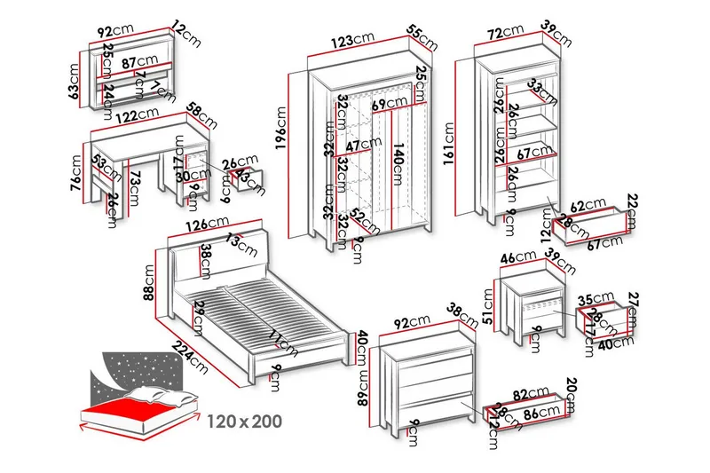 Rathmore Möbelset För Sovrum - Svart - Möbler - Sovrum - Möbelset för sovrum