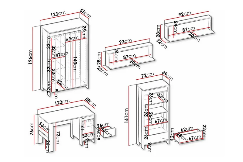 Rathmore Möbelset För Sovrum - Svart - Möbler - Sovrum - Möbelset för sovrum