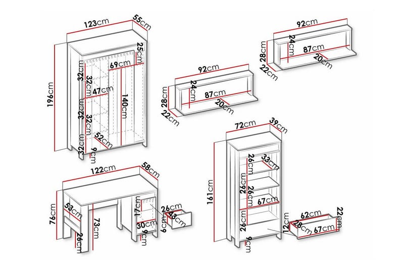 Rathmore Möbelset För Sovrum - Svart - Möbler - Sovrum - Möbelset för sovrum