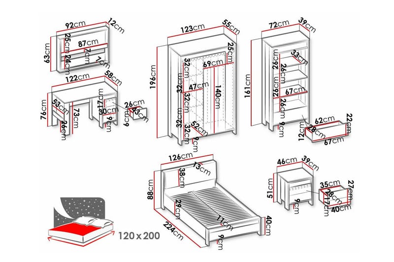 Rathmore Möbelset För Sovrum - Svart - Möbler - Sovrum - Möbelset för sovrum