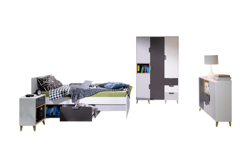 Sayuki Möbelset För Sovrum - Vit/Grå - Möbler - Sovrum - Möbelset för sovrum