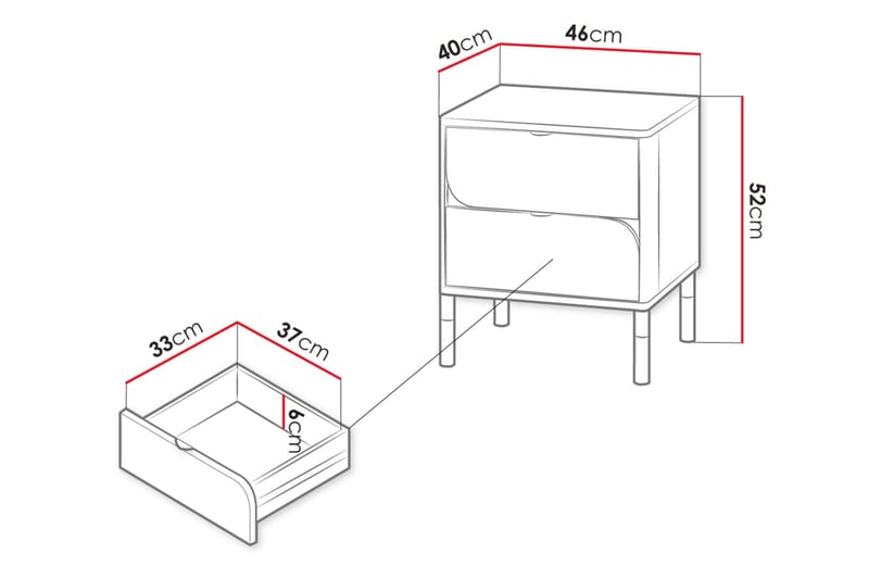 Monfort Sängbord 46 cm - Beige - Möbler - Sovrum - Sängbord