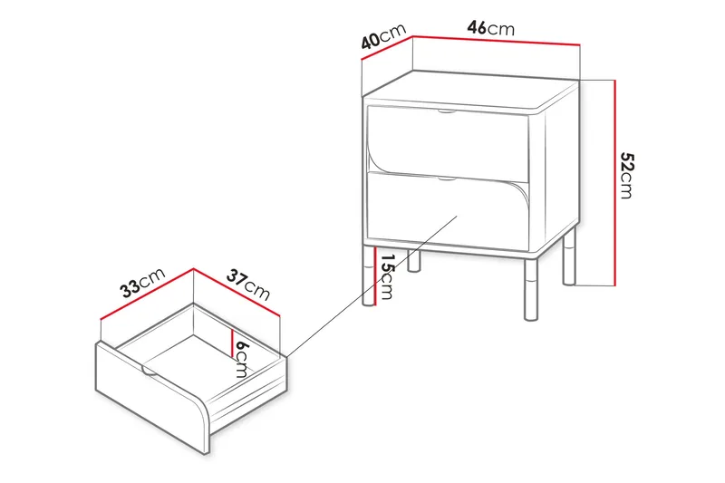Monfort Sängbord 46 cm - Beige - Möbler - Sovrum - Sängbord