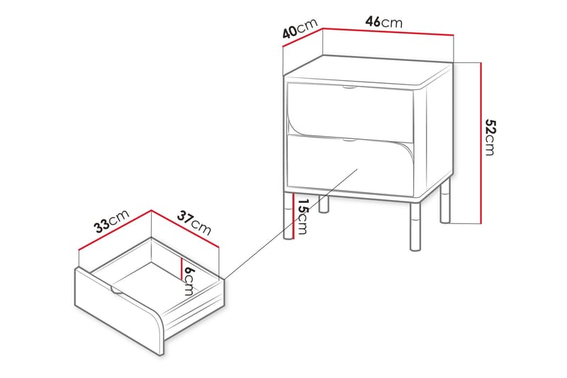 Monfort Sängbord 46 cm - Beige - Möbler - Sovrum - Sängbord