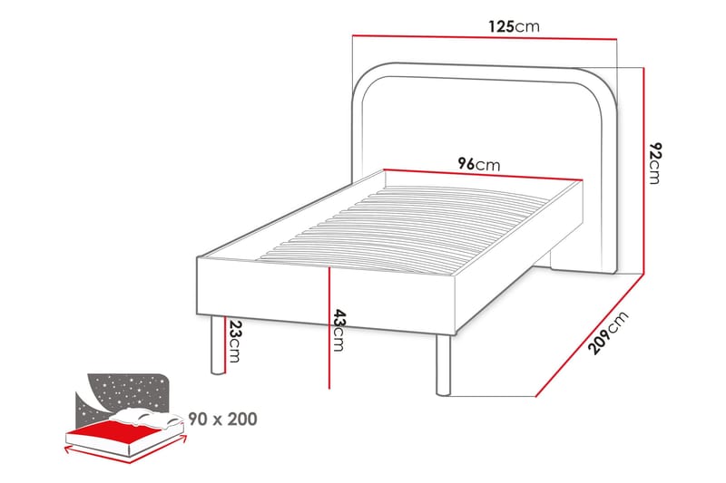 Monfort Sängram 90x200 cm - Beige/Rosa - Möbler - Sovrum - Sängram & sängstomme