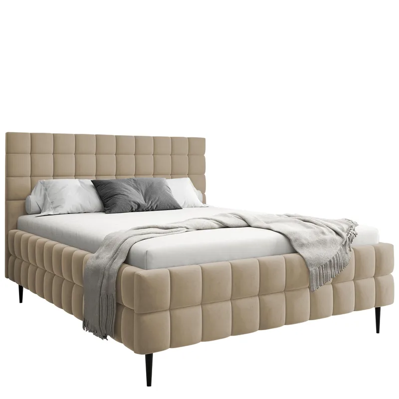 Morke Sängram med förvaring 160x200 cm, beige