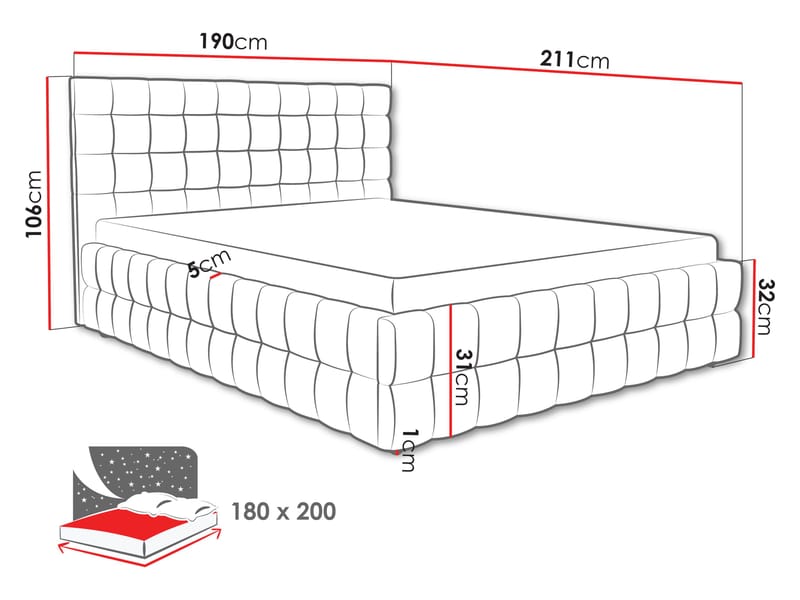 Morke Sängram med förvaring 180x200 cm - grå - Möbler - Sovrum - Sängram & sängstomme