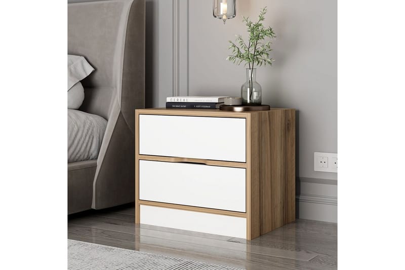 Munna Sängbord 54 cm - Valnöt/Vit - Möbler - Sovrum - Sängbord