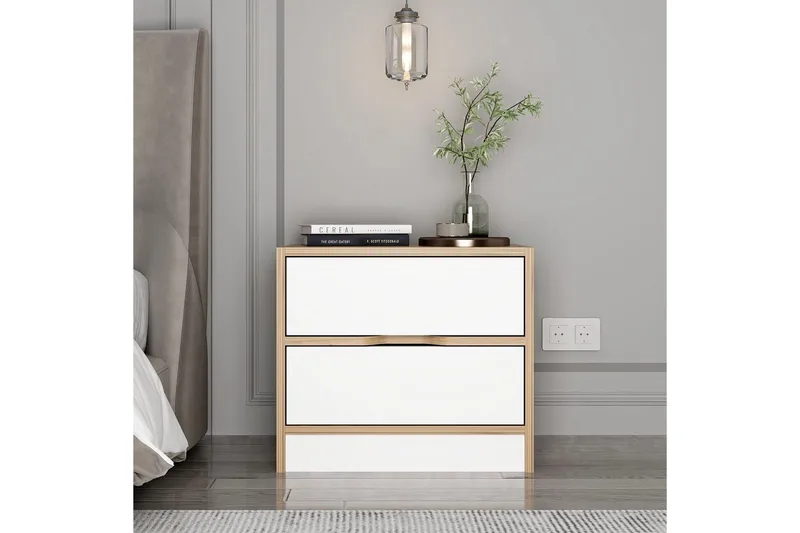 Munna Sängbord 54 cm - Valnöt/Vit - Möbler - Sovrum - Sängbord