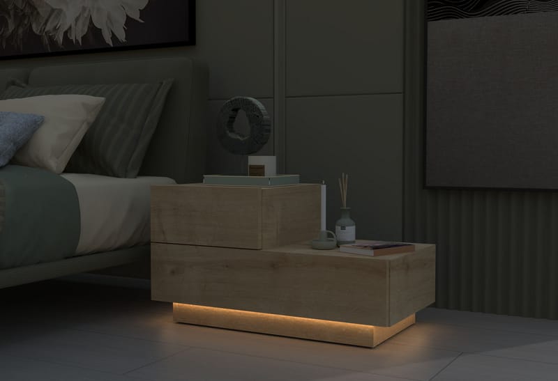 Mutki Nattduksbord 70x35x38,3 cm - Sapphire Oak - Möbler - Sovrum - Sängbord
