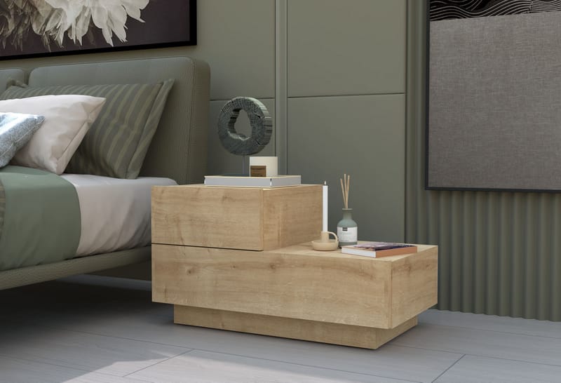Mutki Nattduksbord 70x35x38,3 cm - Sapphire Oak - Möbler - Sovrum - Sängbord