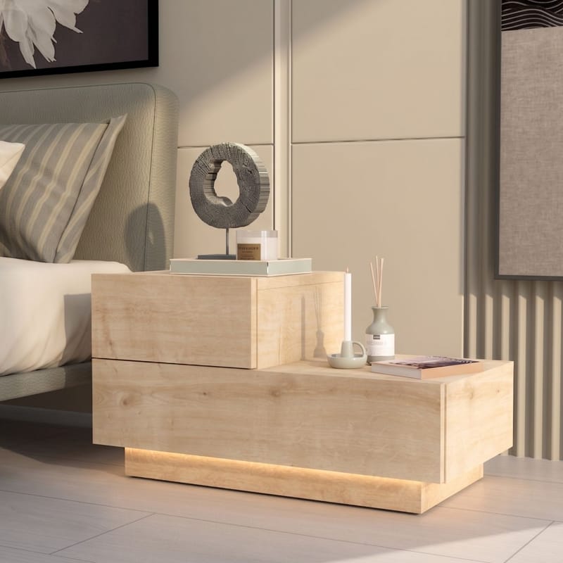 Mutki Nattduksbord 70x35x38,3 cm - Sapphire Oak - Möbler - Sovrum - Sängbord