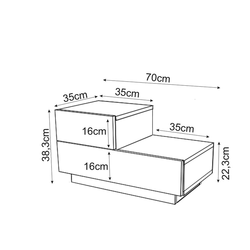 Mutki Nattduksbord 70x35x38,3 cm - Vit - Möbler - Sovrum - Sängbord