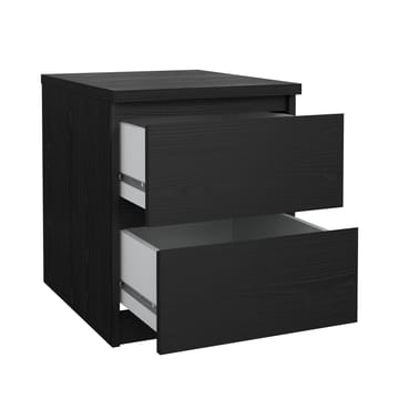 Naia Sängbord & Nattduksbord 40x50x50 cm i Trä med Valnötsutseende, Förvaring med 2 Lådor - Svart - Möbler - Sovrum - Sängbord